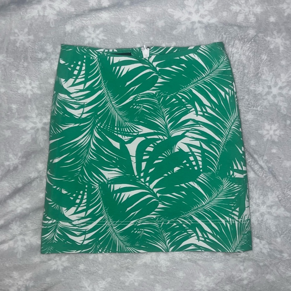 Talbots Green Leaf Print Pencil Skirt